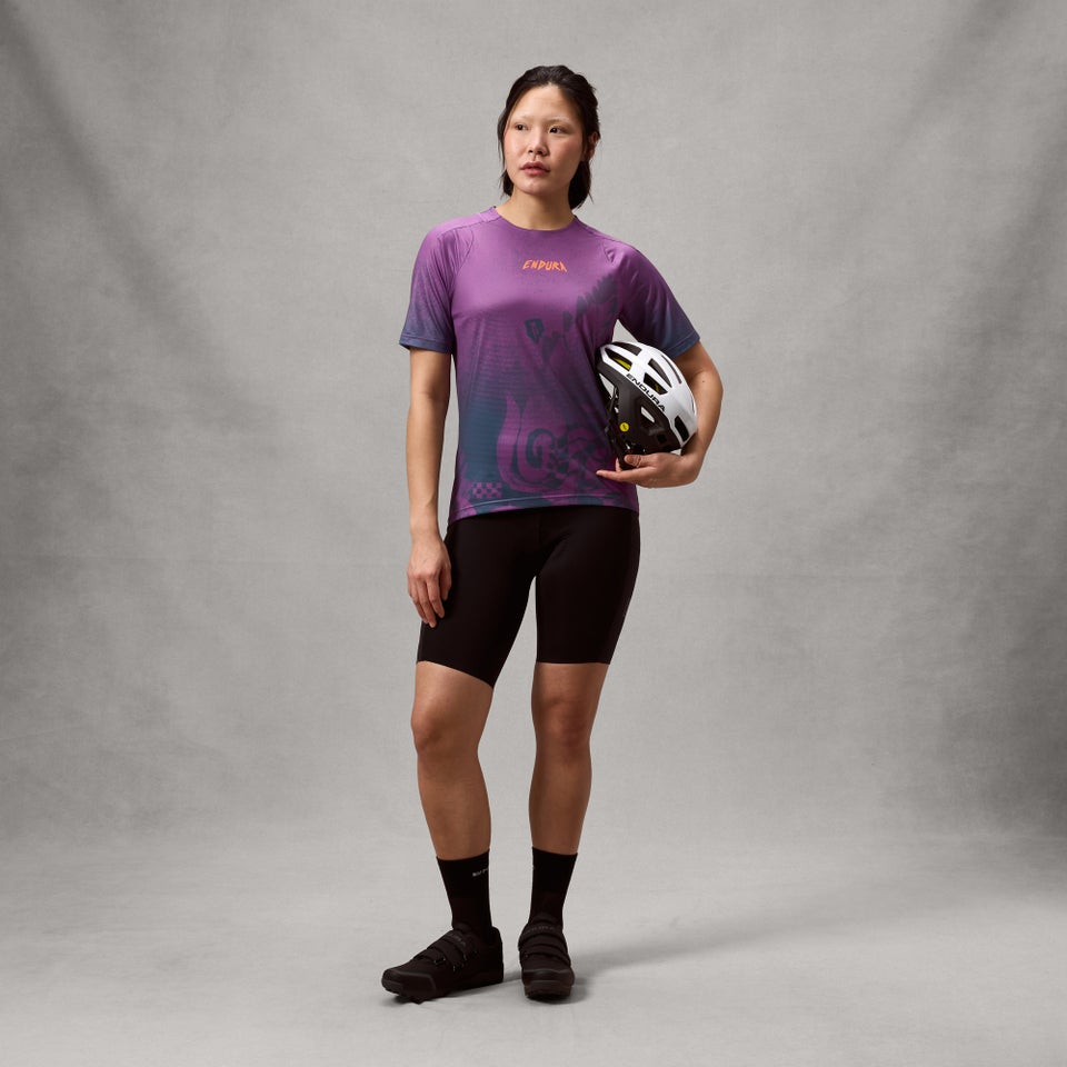 ENDURA SINGLETRACK PRINT Short Sleeve Jersey Women's End Purple
