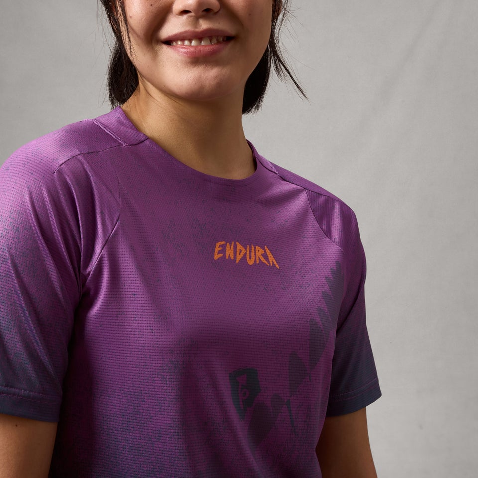 ENDURA SINGLETRACK PRINT Short Sleeve Jersey Women's End Purple