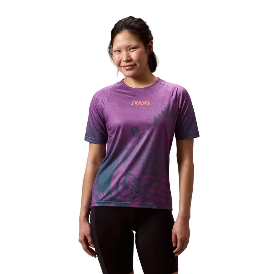 ENDURA SINGLETRACK PRINT Short Sleeve Jersey Women's End Purple