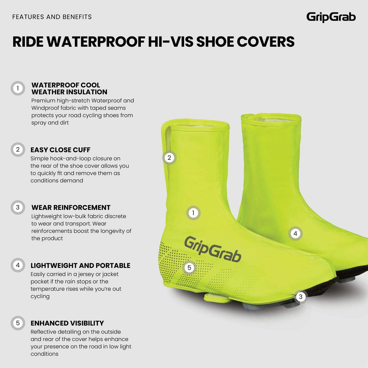 Boot Cover GRIPGRAB RIDE Hi-ViIS WATERPROOF Yellow