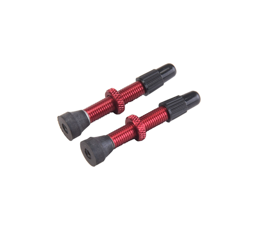 Set of 2 VAR Presta Valves Aluminium 35 mm Red