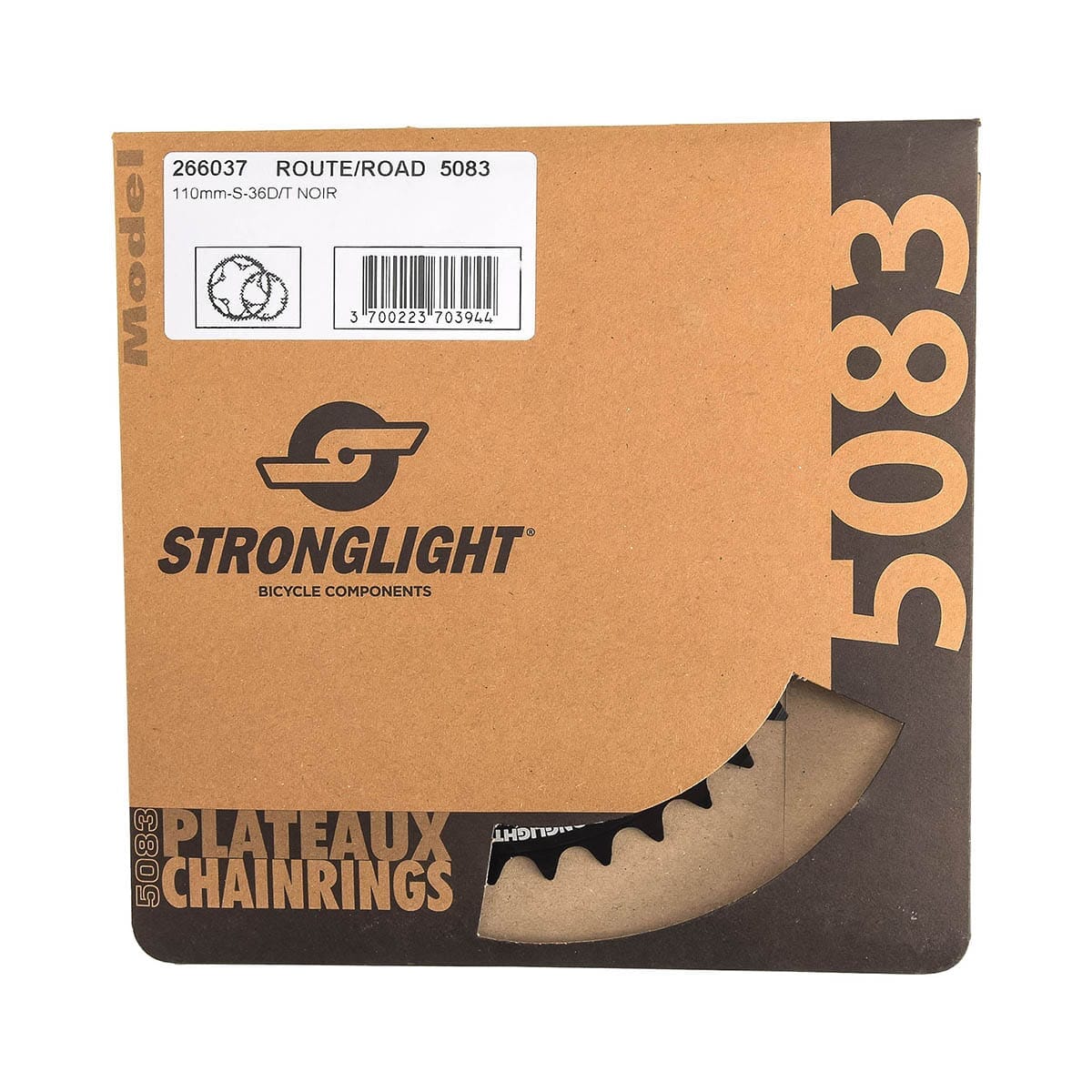 Plateau Intérieur 9/10V STRONGLIGHT ALU 5083 Type S 110 mm Noir