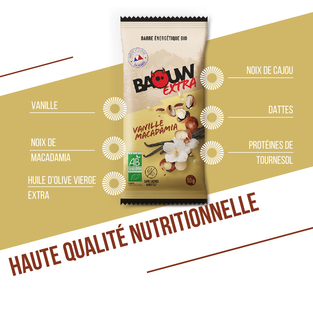 BAOUW ORGANIC EXTRA Vanilla-Macadamia Energy Bar (50g)