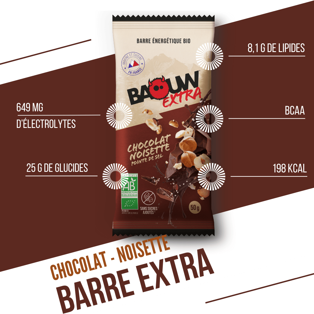 BAOUW ORGANIC EXTRA Chocolate-Hazelnut Energy Bar (50g)