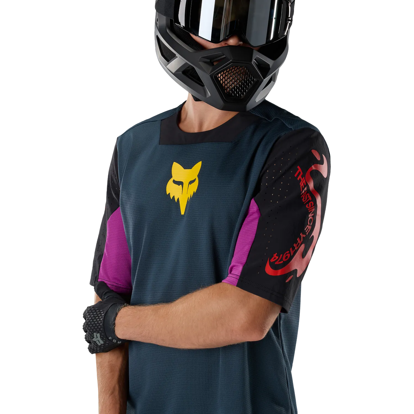FOX DEFEND CREATION Short Sleeve Jersey Blue