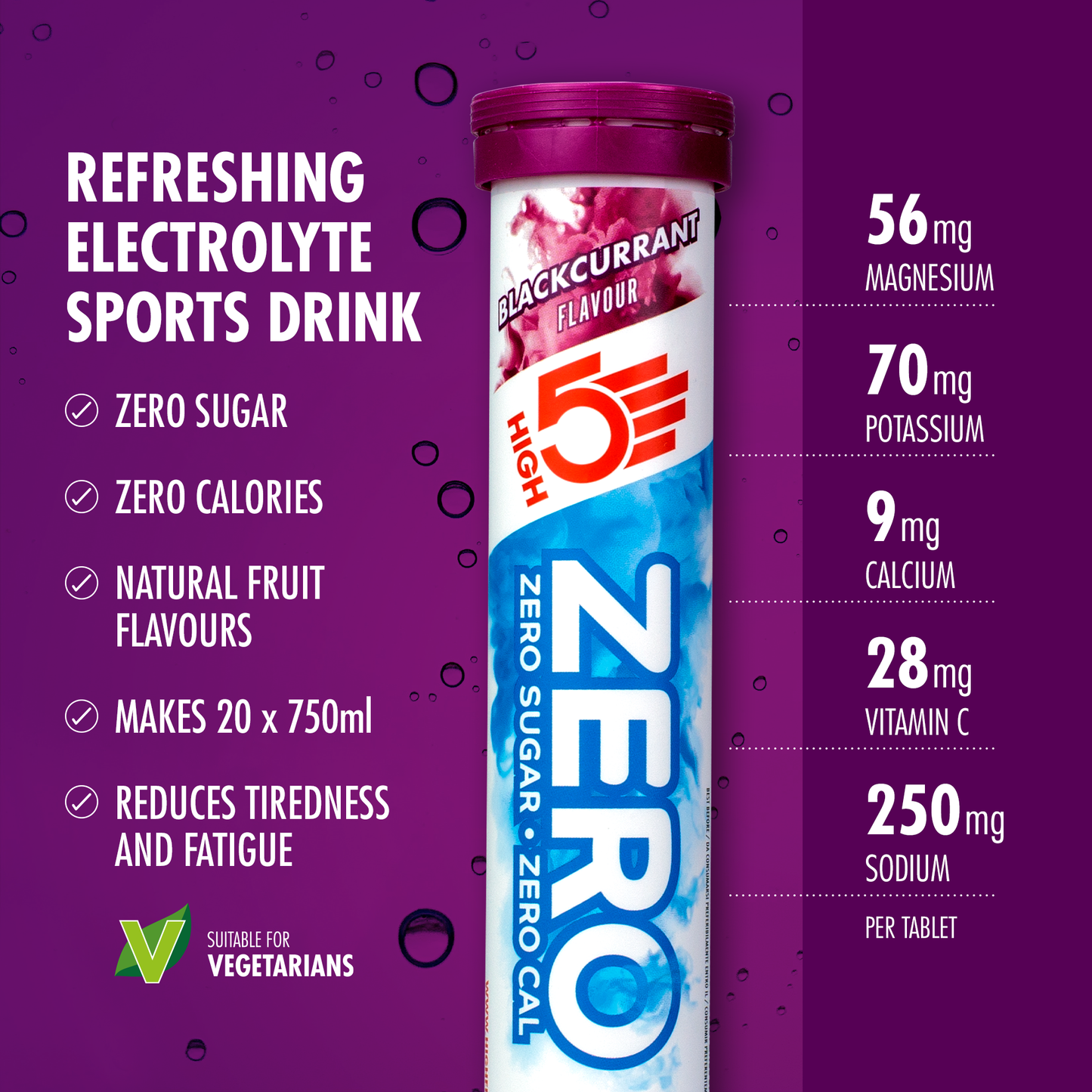 Electrolyte Hydration tablets HIGH5 ZERO (x20) Blackcurrant