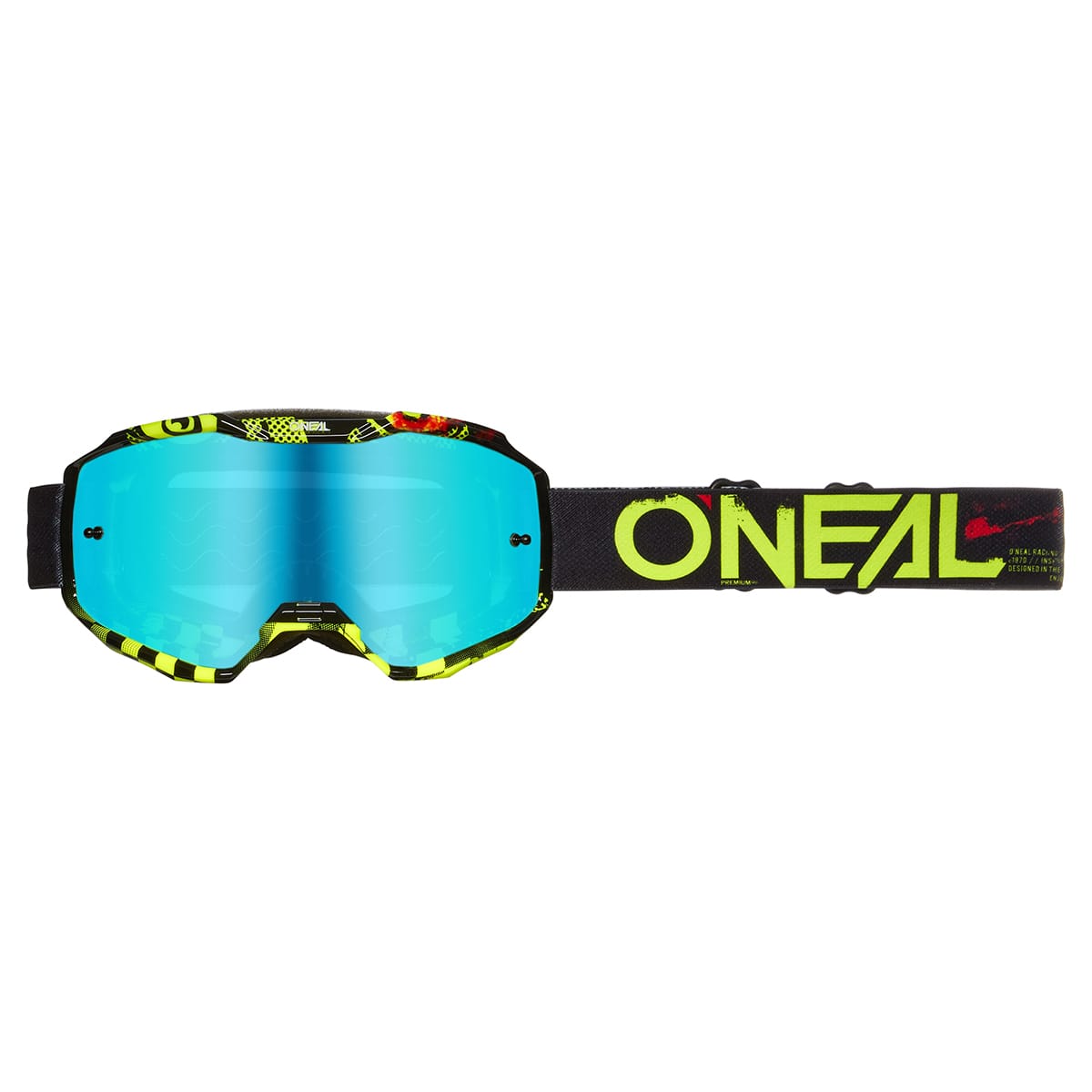 O'NEAL B-10 ATTACK Mask Black/Fluorescent Yellow - Radium Blue