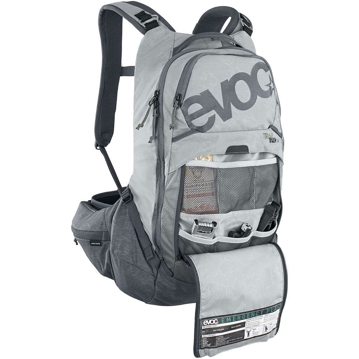 Backpack with Dorsal EVOC TRAIL PRO 16 Grey