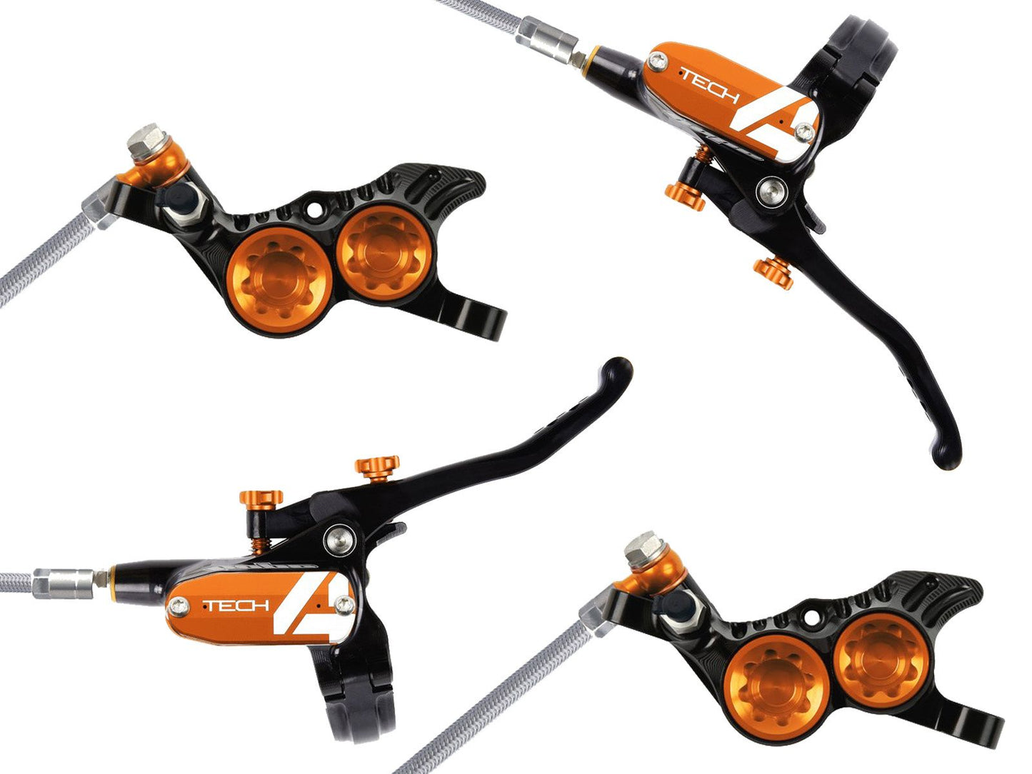 Pair of HOPE TECH 4 V4 Discless Orange brakes