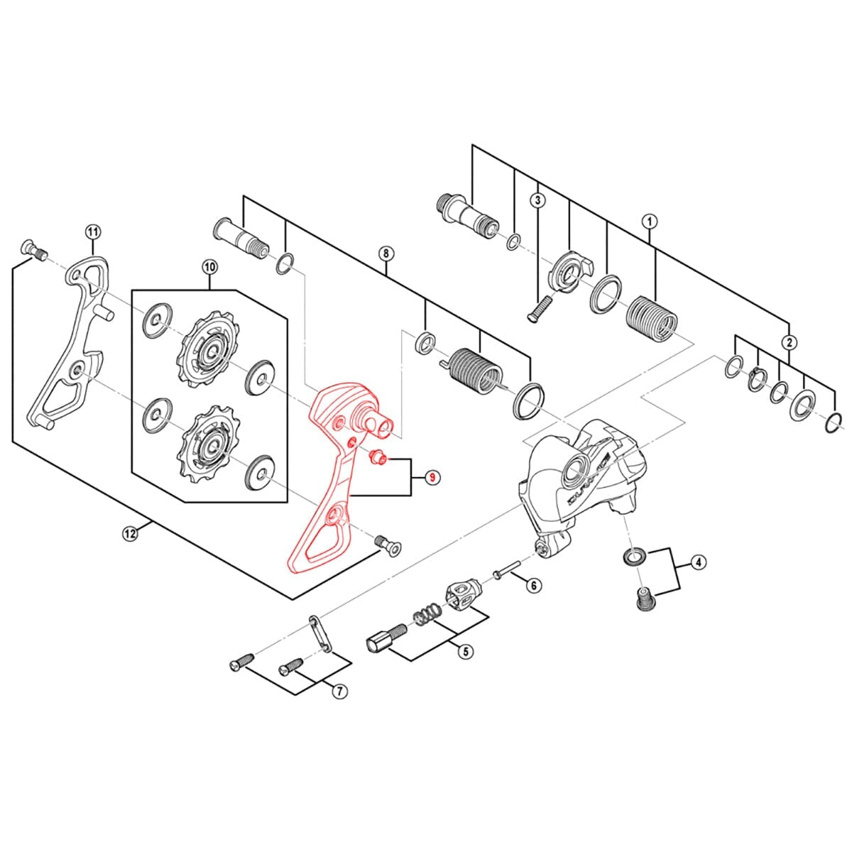 Chape de Dérailleur Arrière Externe Courte SHIMANO DURA-ACE RD-R9000-SS #Y5XX98070