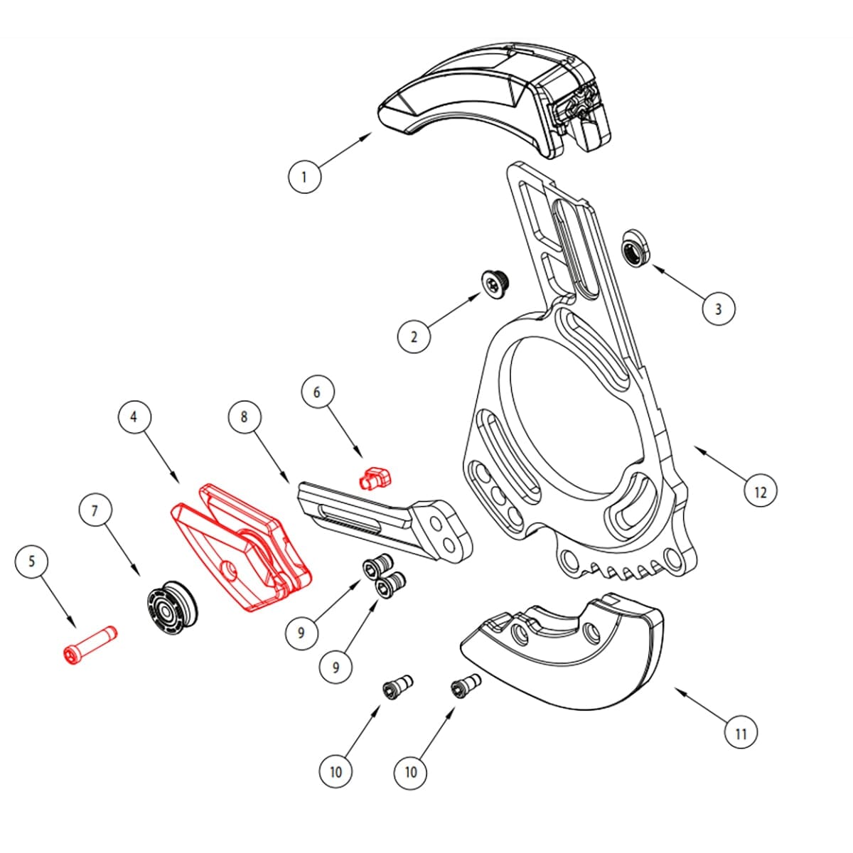 Bottom Guide for E-THIRTEEN Chain Guide LG1 Gen 2/LG1/LG1+/LG1 Race Black #CGS20.SLDR.LWR.K