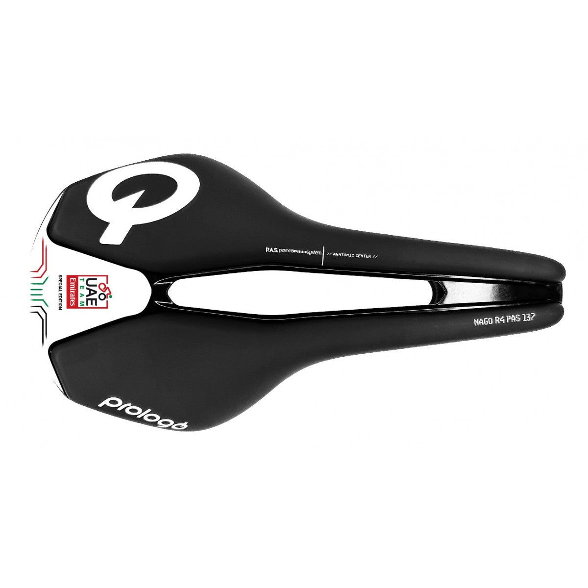 Saddle PROLOGO NAGO R4 PAS Width 137mm Rails Tirox UAE Black/White