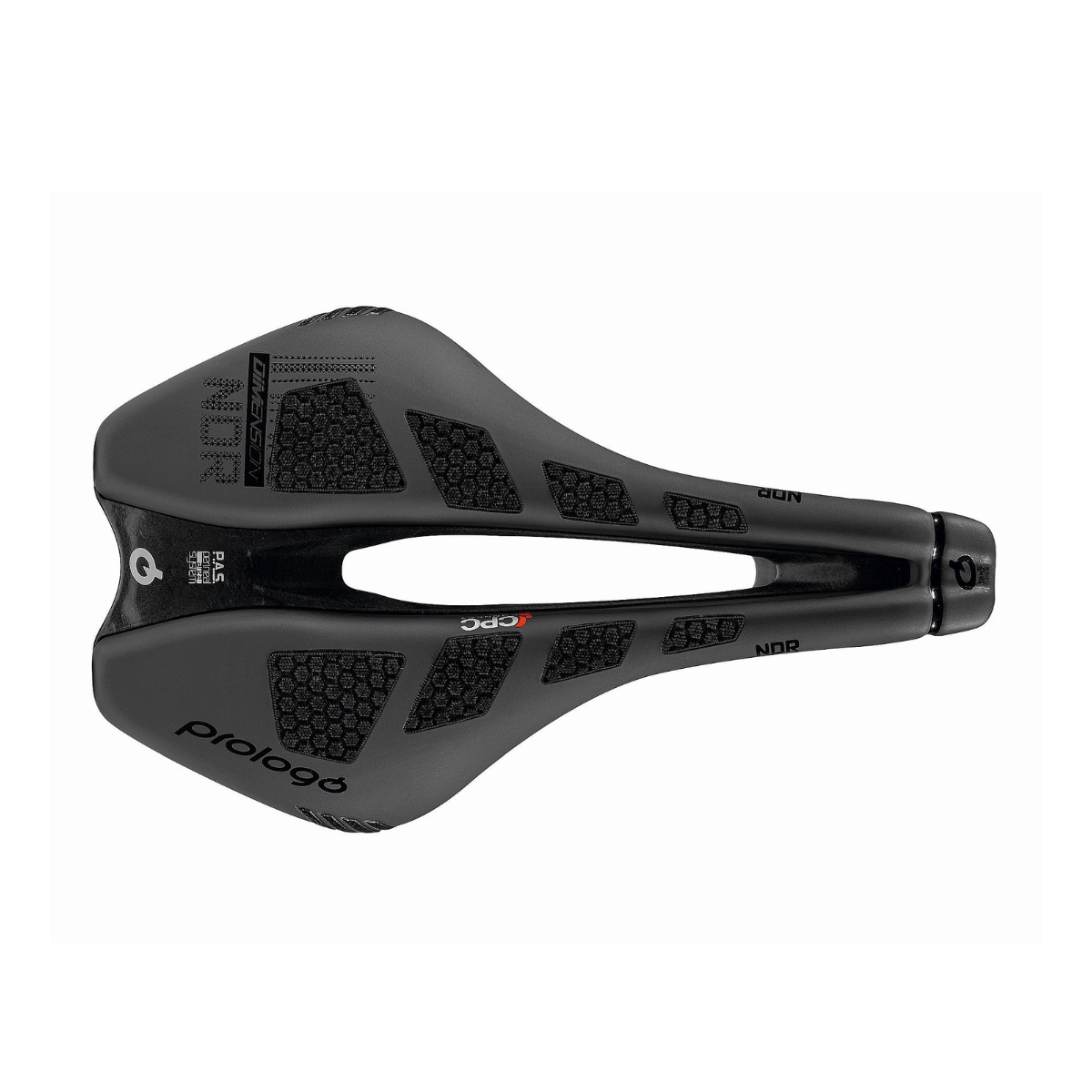 Saddle PROLOGO DIMENSION NDR CPC 143 mm TiroX rails Black