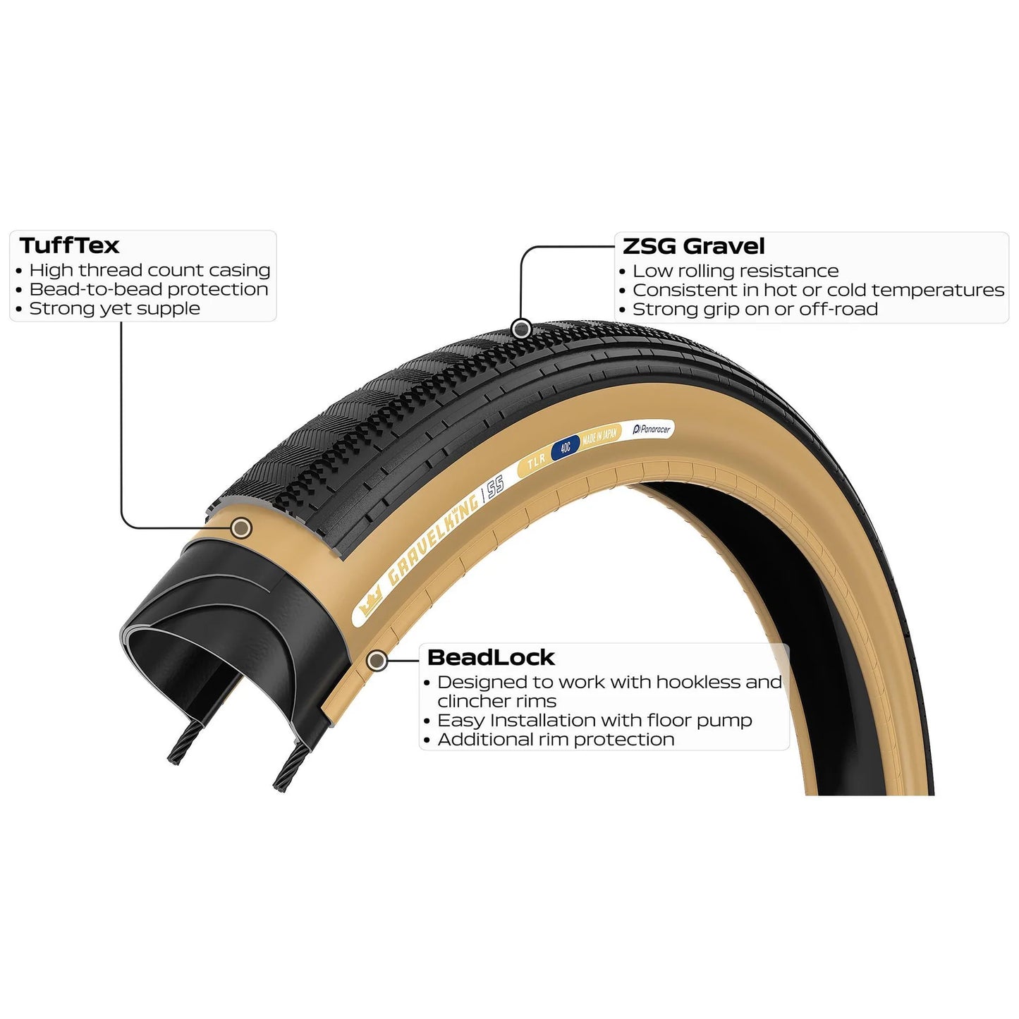 PANARACER GRAVELKING SEMISLICK TLR 700x30c Tubeless Ready Beige tire