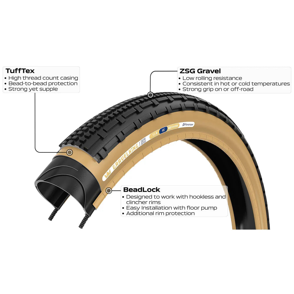 PANARACER GRAVELKING SK TLR 700x40c Tubeless Ready Beige tire