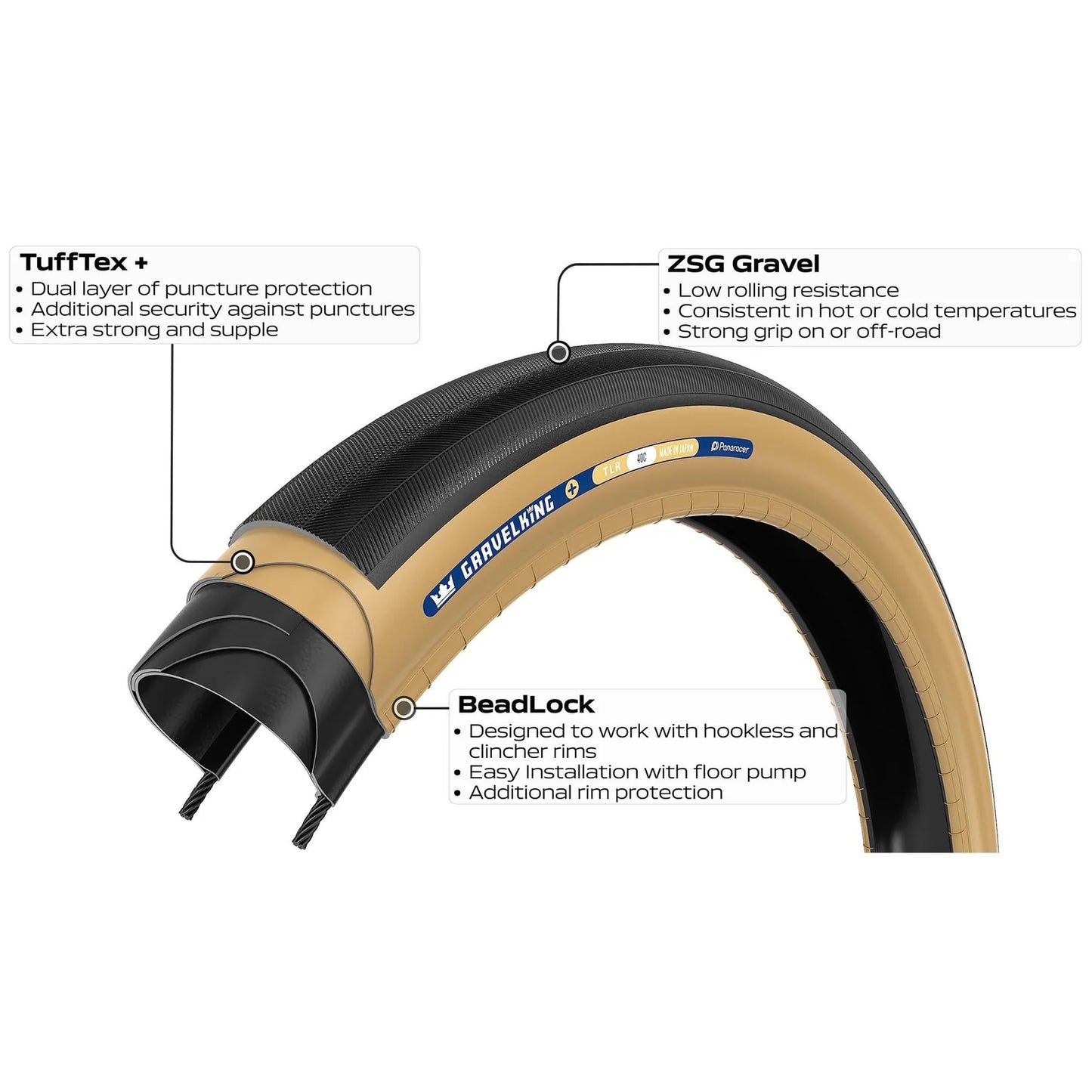 PANARACER GRAVELKING SLICK+ TLR 700x35 tire Tubeless Ready Black