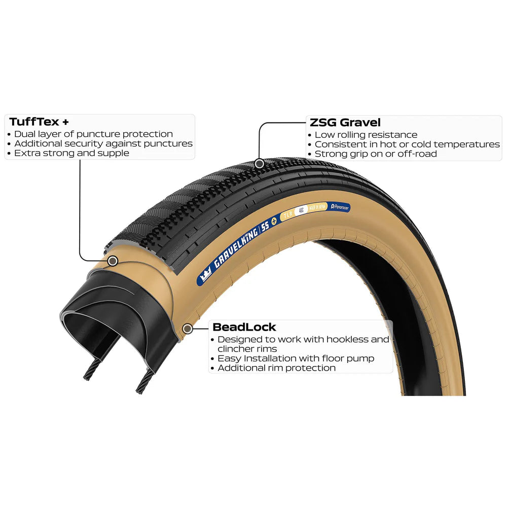 PANARACER GRAVELKING SEMISLICK+ TLR 700x30c Tubeless Ready Beige tire