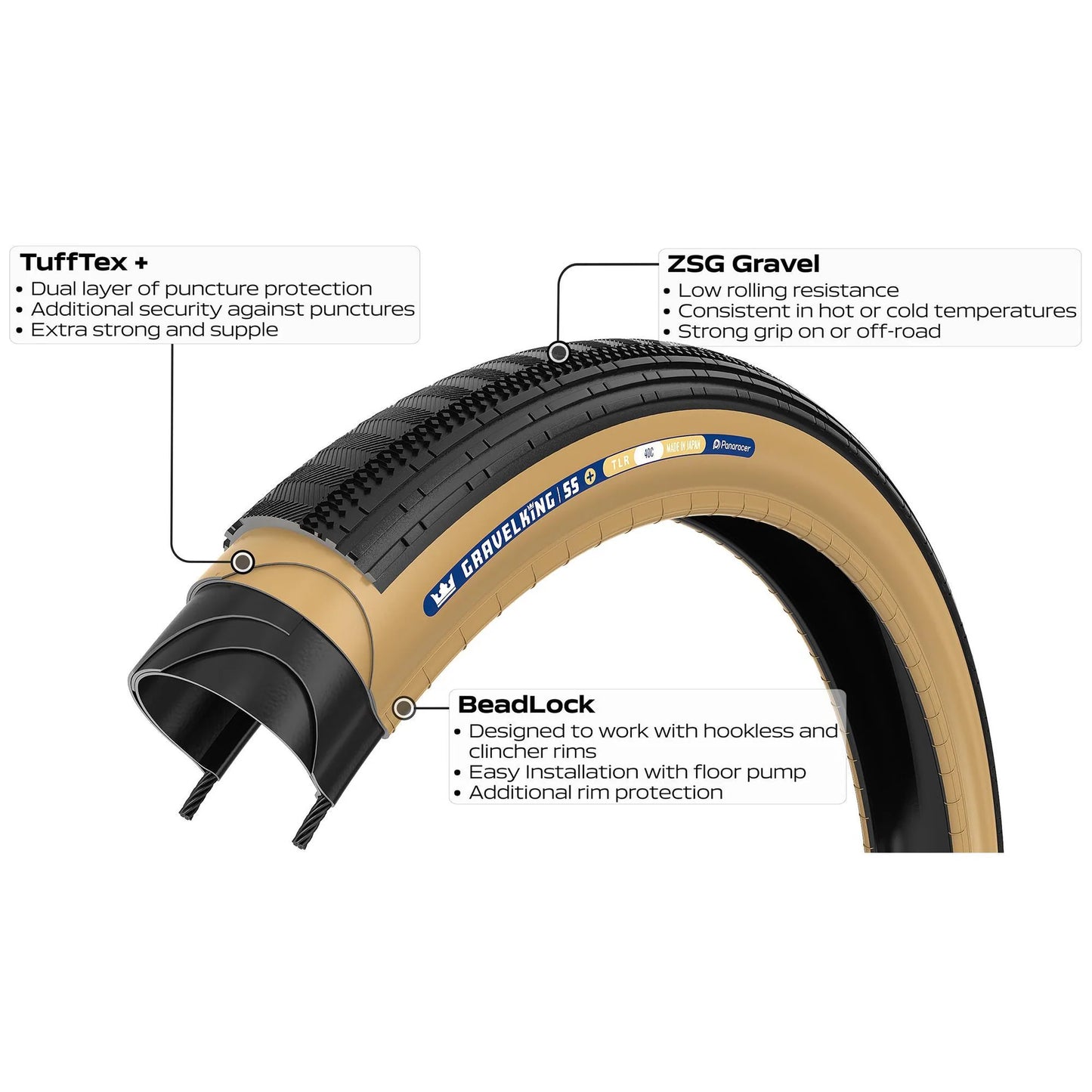 PANARACER GRAVELKING SEMISLICK+ TLR 700x35c Tubeless Ready Beige tire