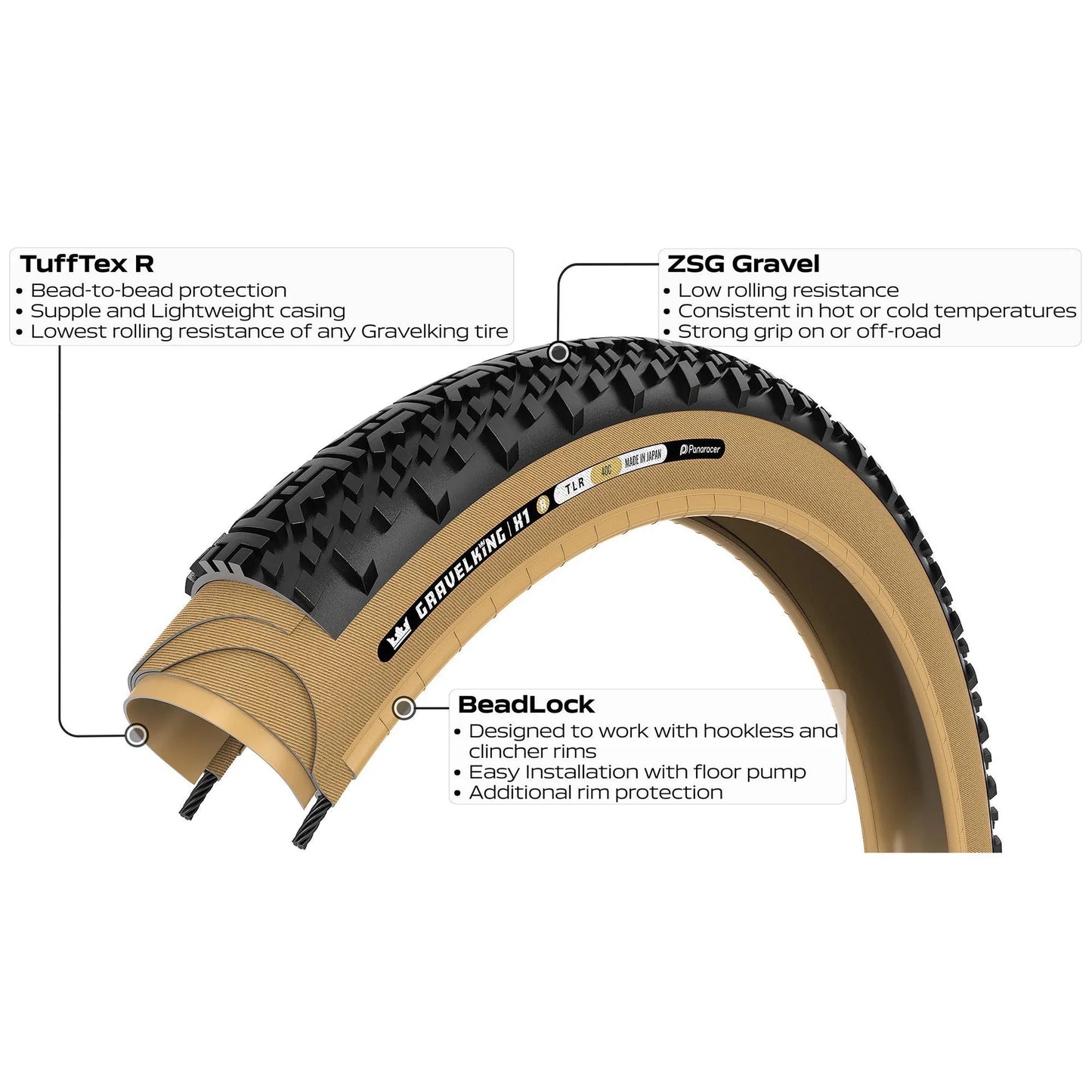 PANARACER GRAVELKING X1 R-LINE TLR 700x35c Tubeless Ready Beige tire