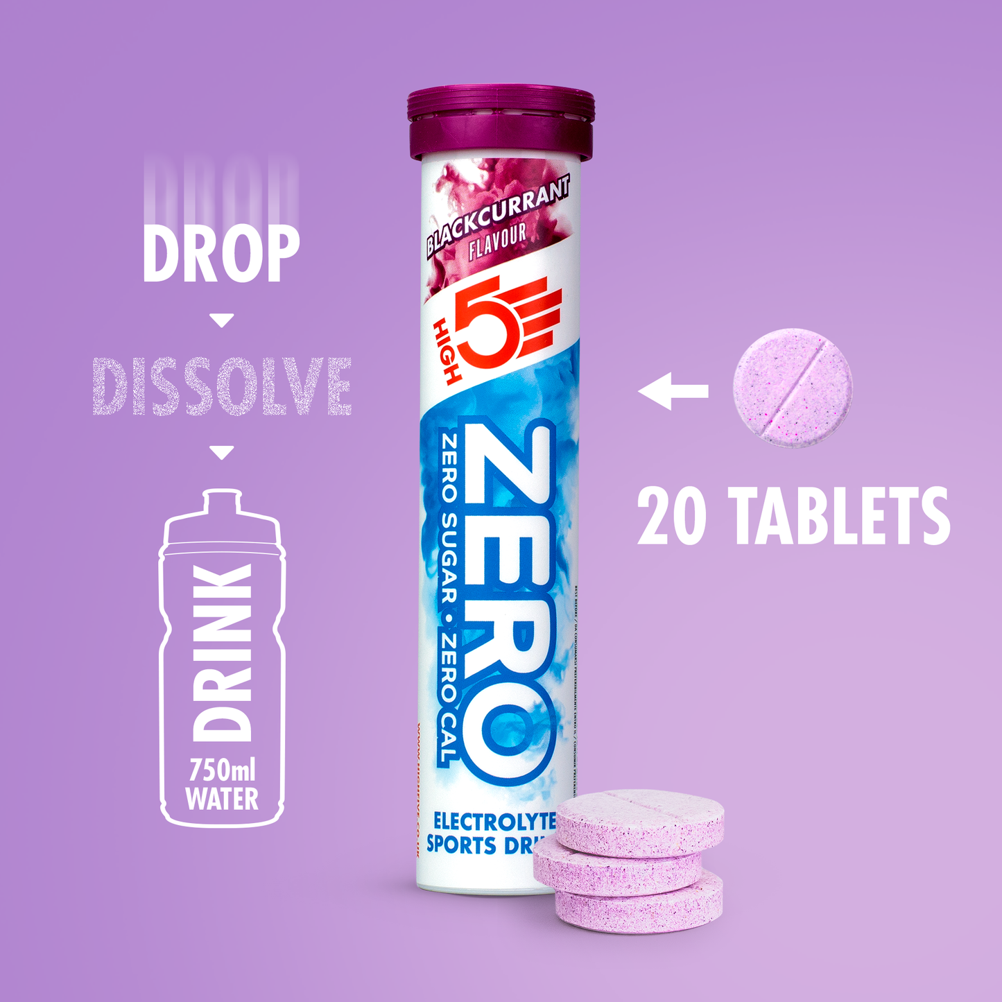 Electrolyte Hydration tablets HIGH5 ZERO (x20) Blackcurrant