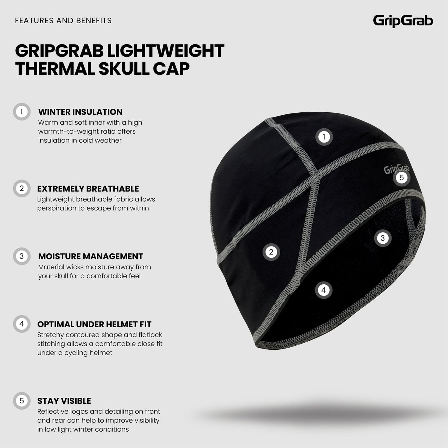 GRIPGRAB THERMO Helmet Cap Black