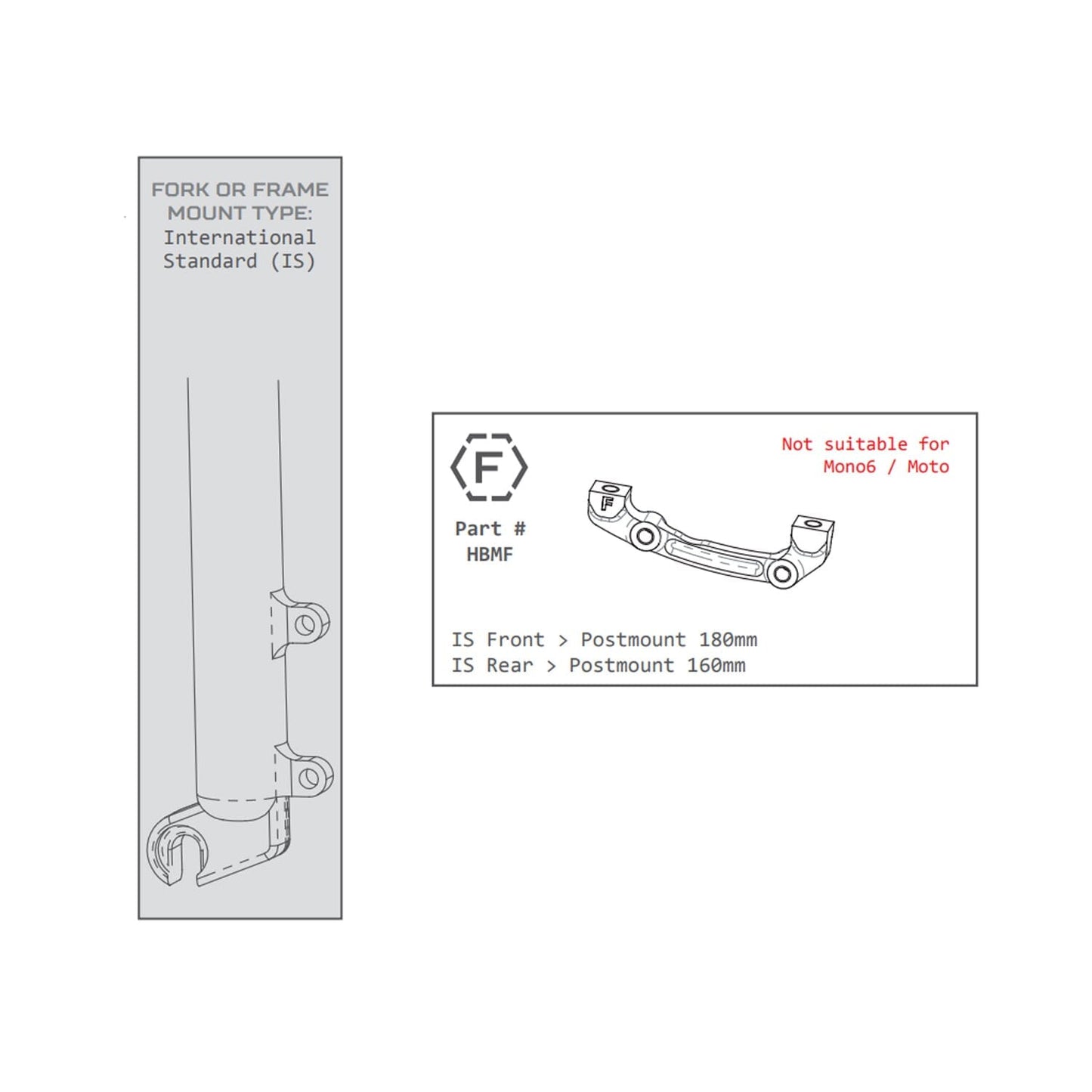 Front / Rear Caliper Adapter PM / IS HOPE (Front 180mm / Rear 160mm) #HBMF Black