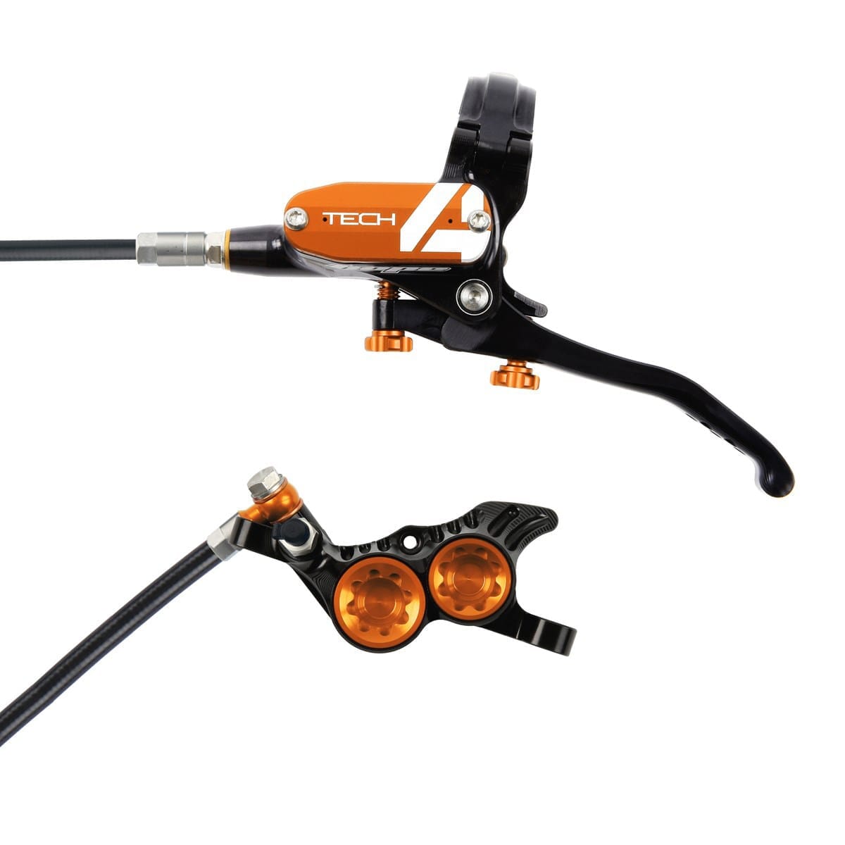 Pair of HOPE TECH 4 V4 Discless Orange brakes