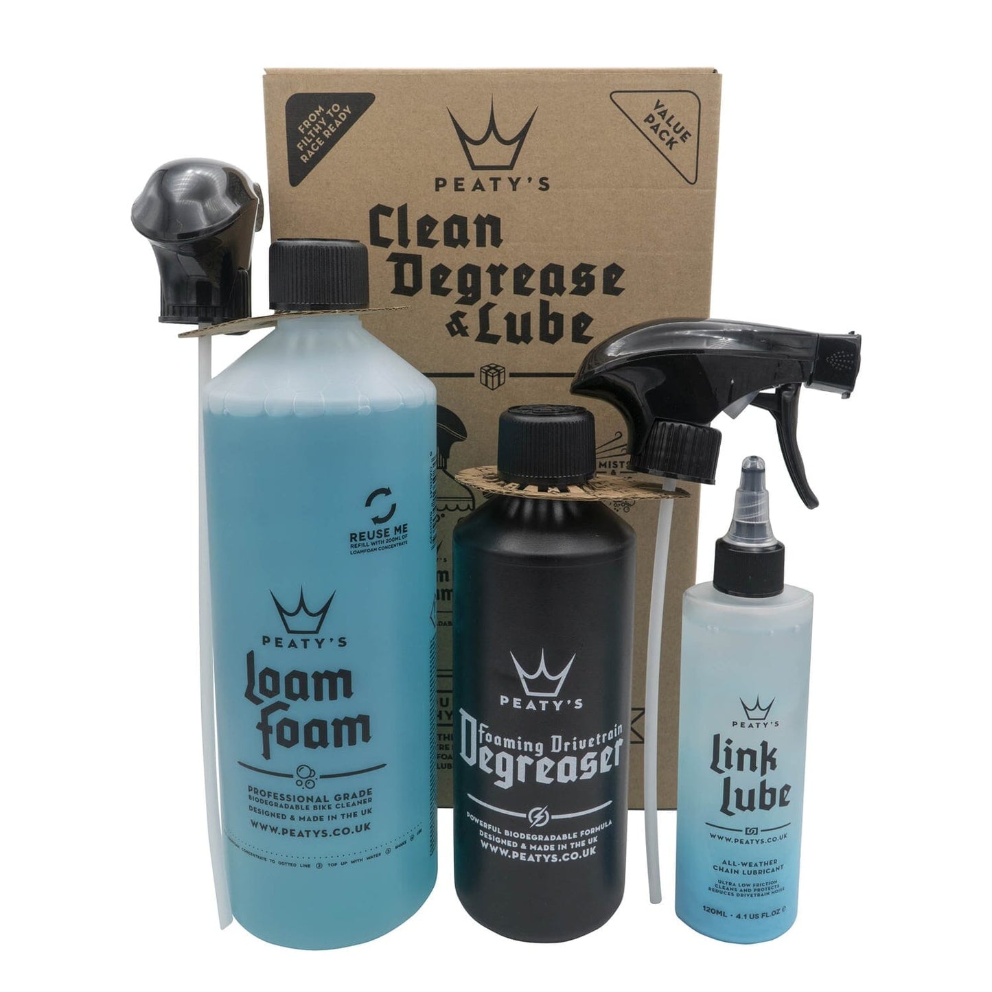 Maintenance Kit PEATY'S WASH DEGREASE LUBRICATE STARTER PACK