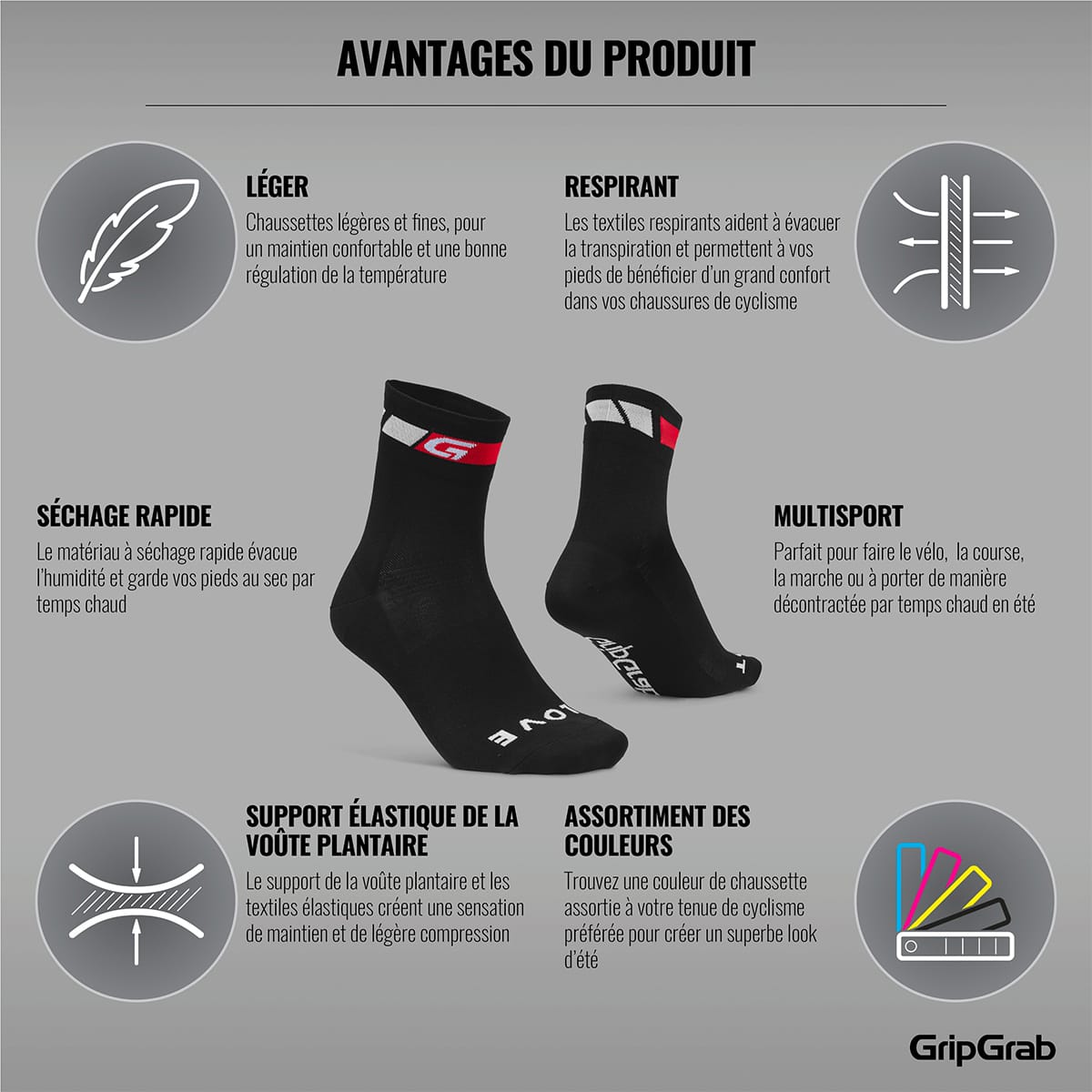 GRIPGRAB REGULAR CUT SUMMER Socks Black