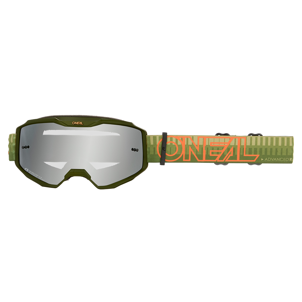 O'NEAL B-10 STRIPED Goggle Green/Orange Silver Mirror Screen