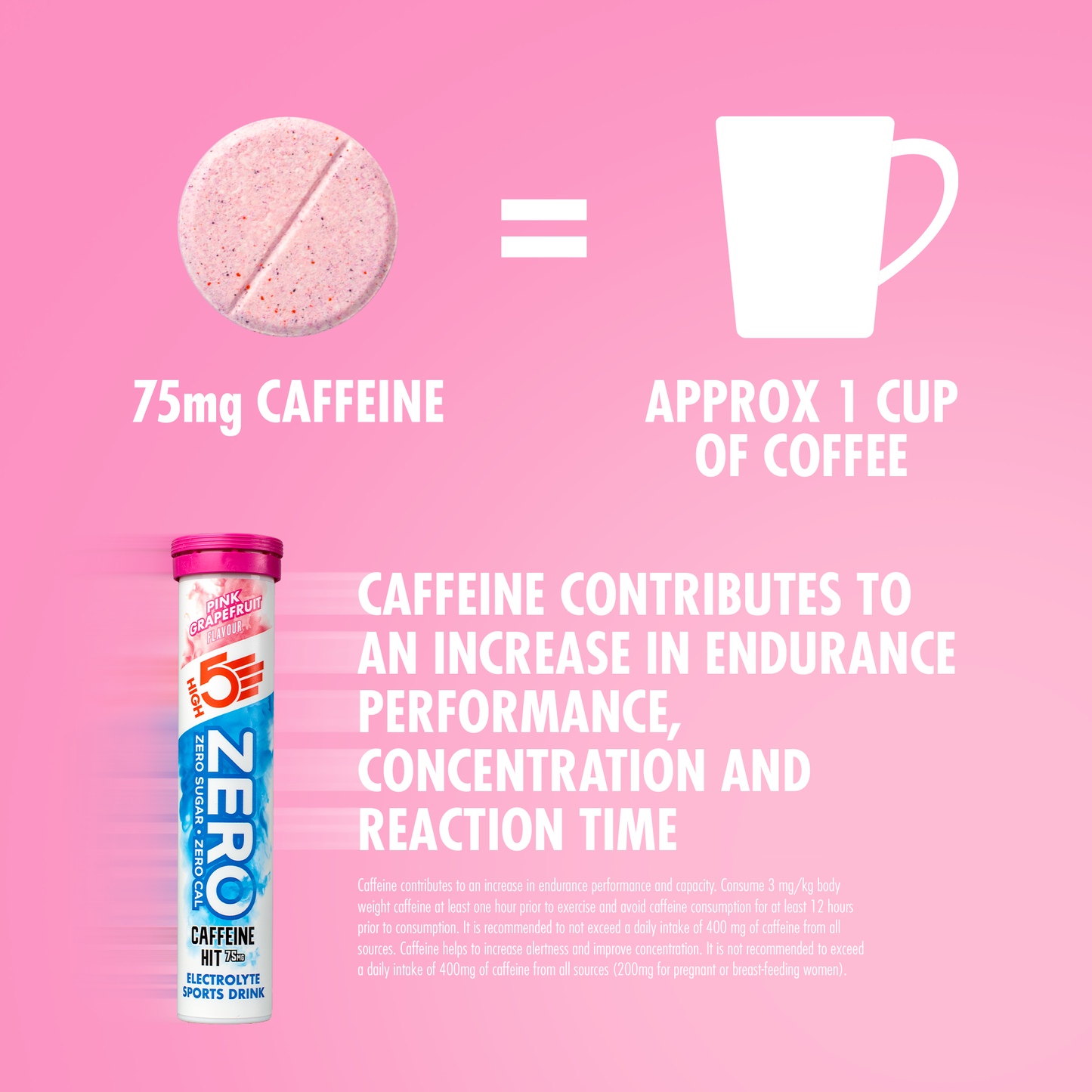 Electrolyte Hydration Tablets HIGH5 ZERO Caffeine (x20) Pink Grapefruit