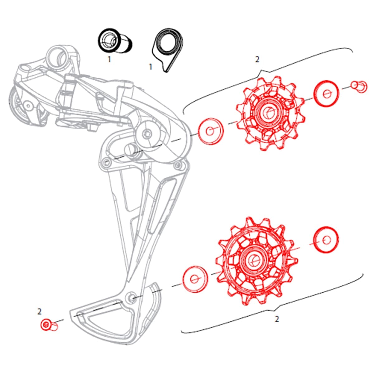 Galets de Dérailleur Arrière 12V SRAM EAGLE NX/SX (x2)