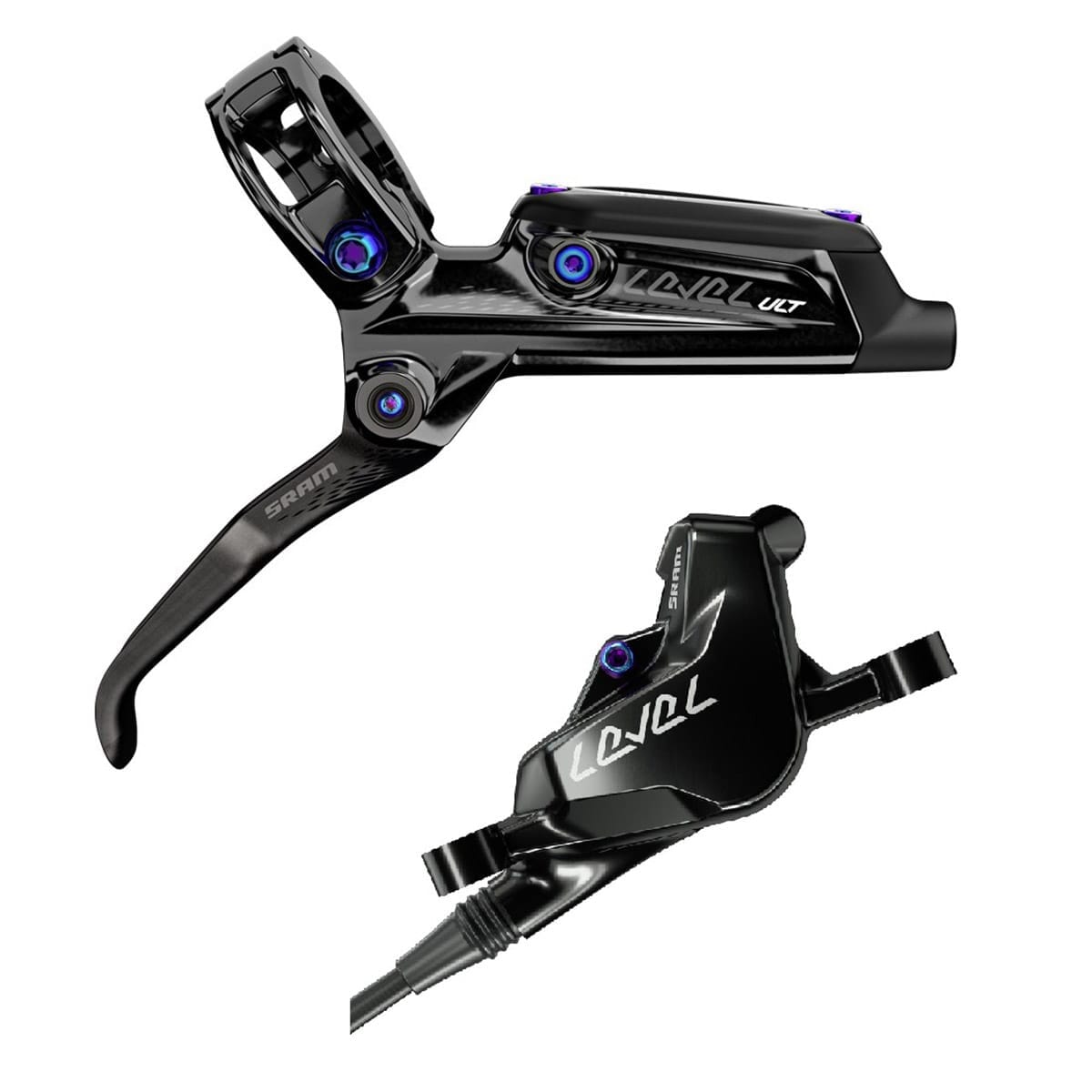Pair of SRAM LEVEL ULTIMATE Black/Rainbow brakes