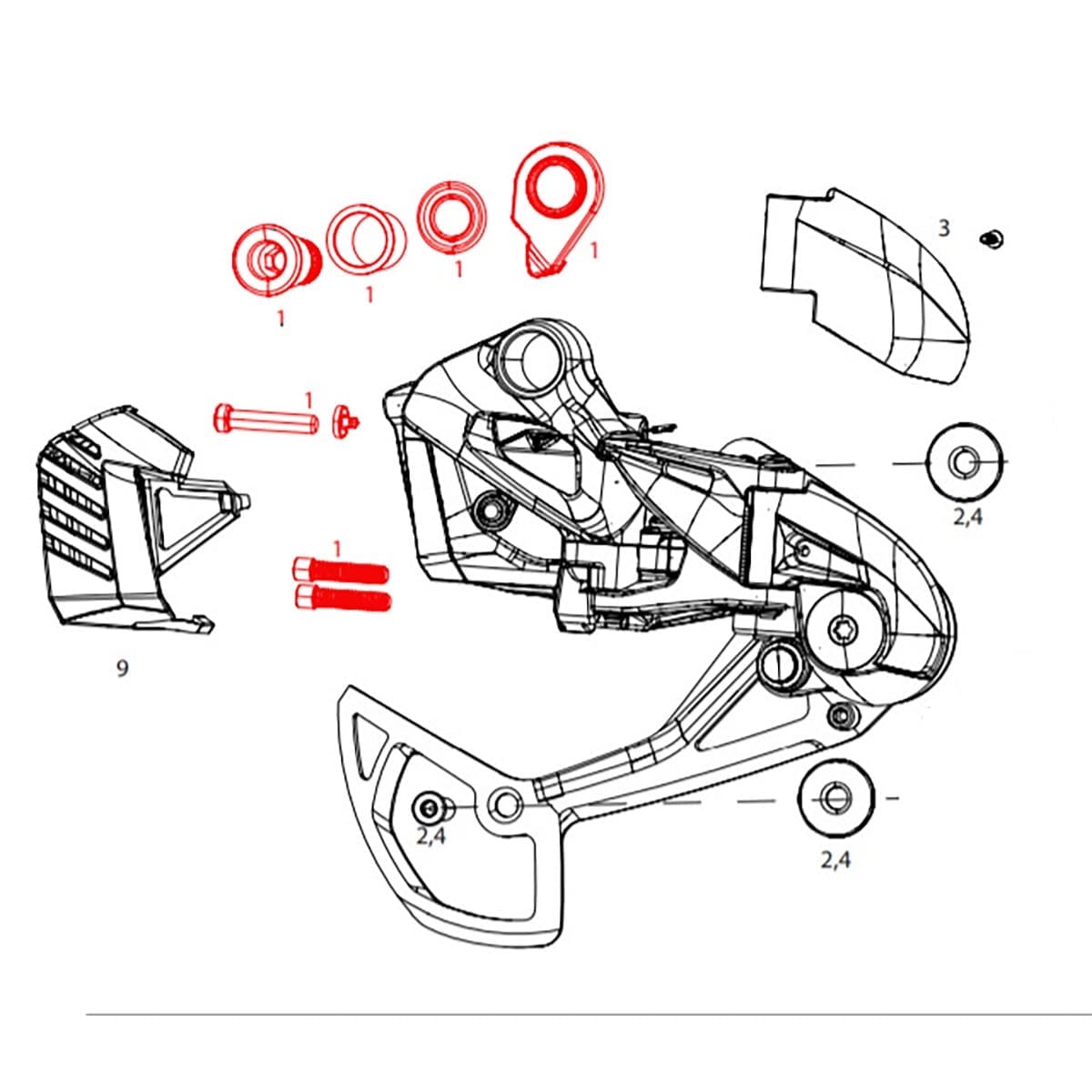 Visserie de Fixation et Butée pour Dérailleur Arrière SRAM GX Eagle AXS #11.7518.098.006