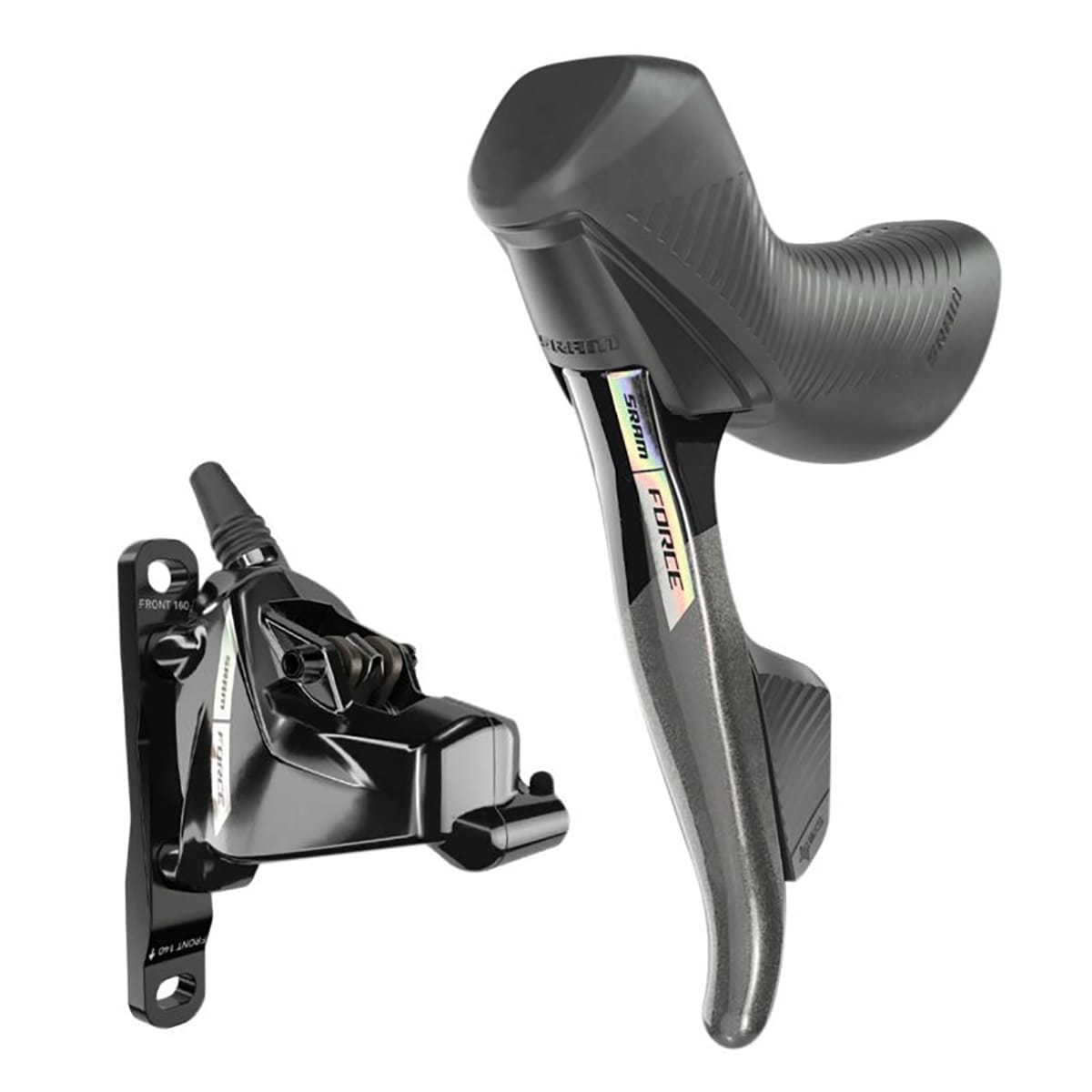 Pair of SRAM FORCE AXS D2 HRD 2x12 Flat Mount Discless Levers and Calipers