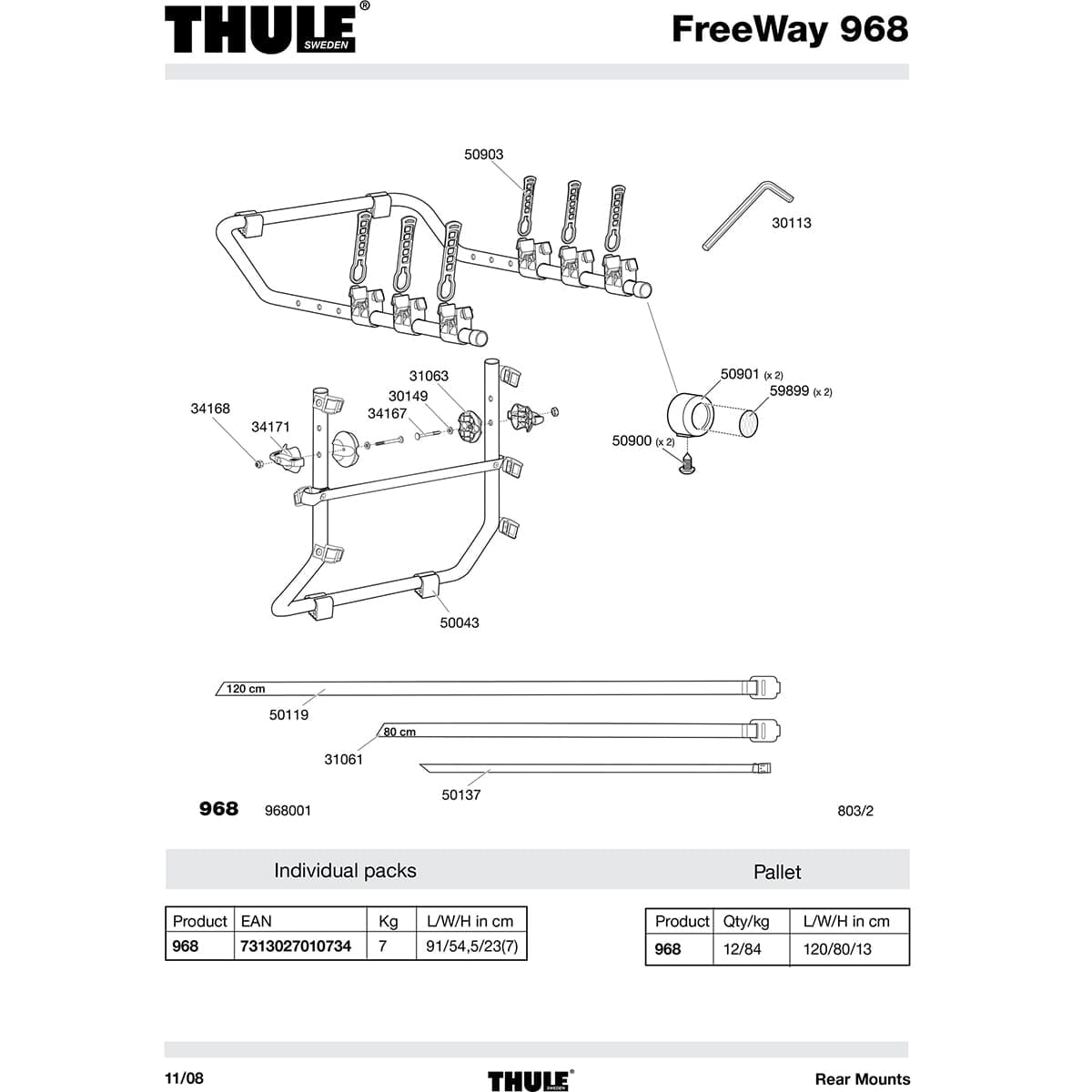 Bande Caoutchouc d'Attache-Cadre THULE pour Porte-Vélos XPRESS FREEWAY CLIPON 31020