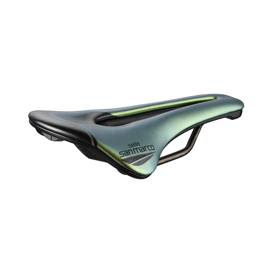 Saddle SAN MARCO SHORTFIT 2.0 OPEN-FIT RACING L3 Width 155mm Steel Rails Xsilite Gold