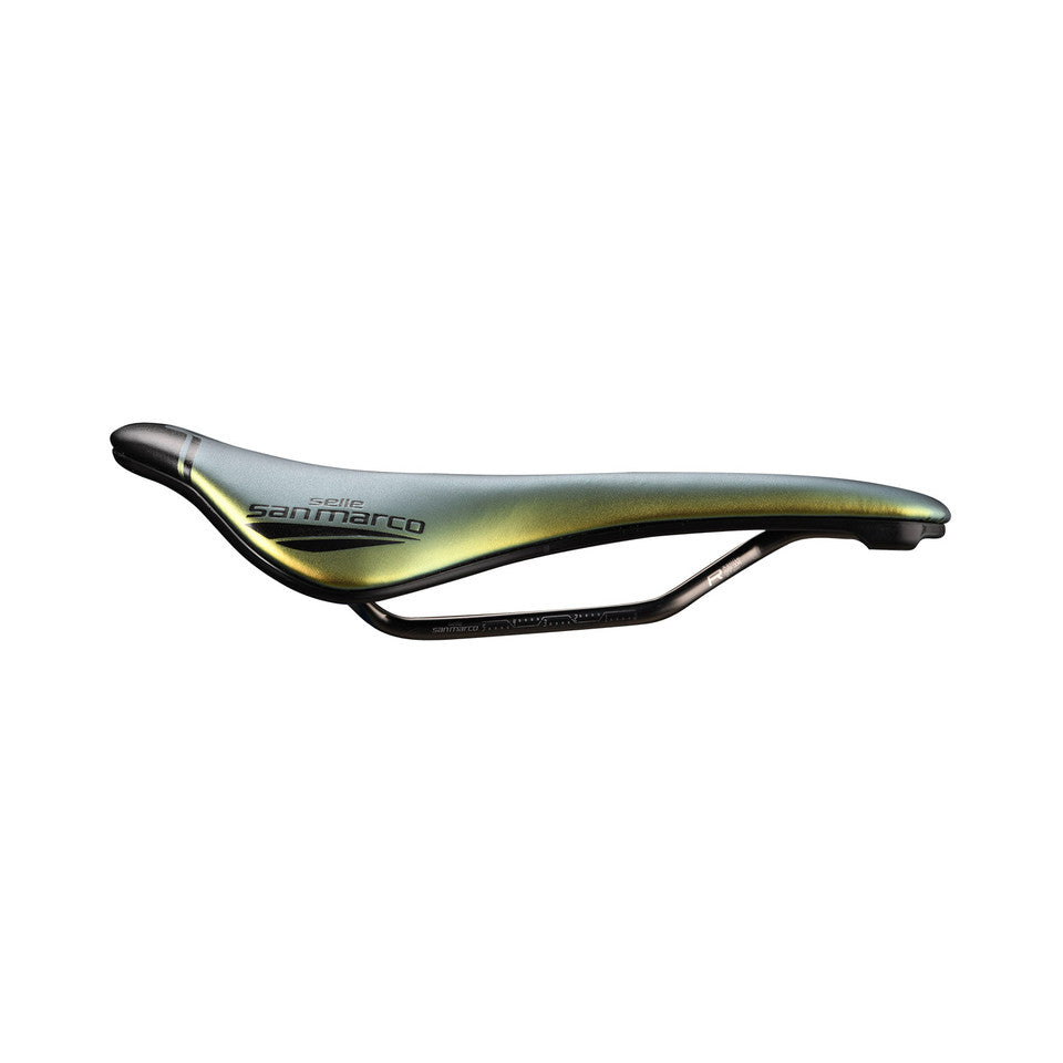 Saddle SAN MARCO SHORTFIT 2.0 OPEN-FIT RACING L3 Width 155mm Steel Rails Xsilite Gold