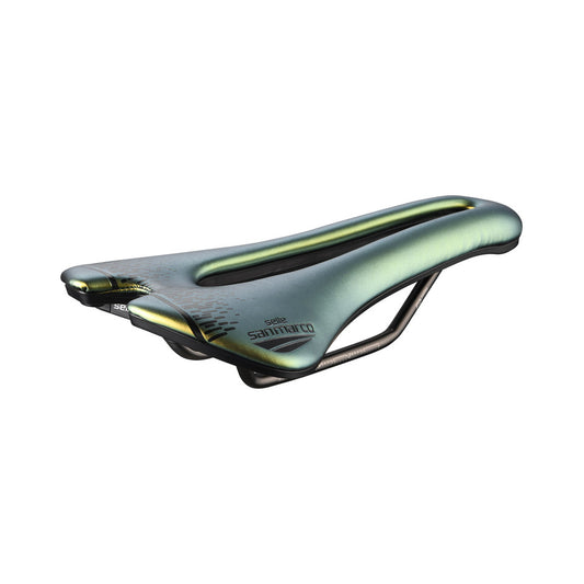 Saddle SAN MARCO ASPIDE SHORT OPEN-FIT RACING L3 Width 155mm Steel Rails Xsilite Gold