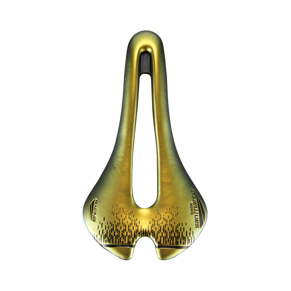 Saddle SAN MARCO ASPIDE SHORT OPEN-FIT RACING L3 Width 155mm Steel Rails Xsilite Gold