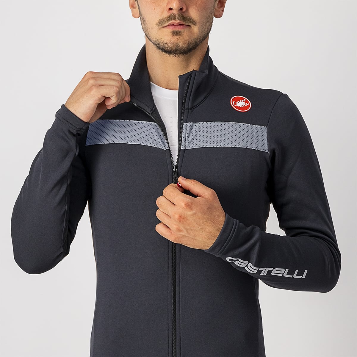 CASTELLI PURO 3 FZ Long Sleeve Jersey Black/Grey