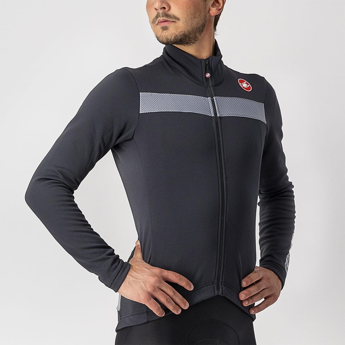 CASTELLI PURO 3 FZ Long Sleeve Jersey Black/Grey