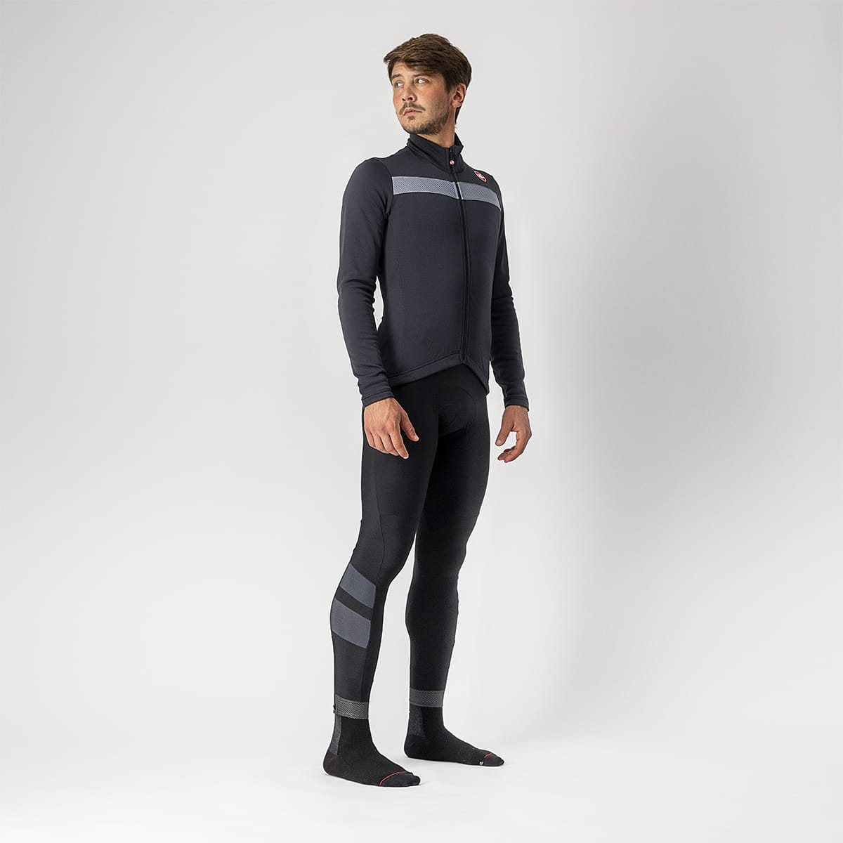 CASTELLI PURO 3 FZ Long Sleeve Jersey Black/Grey