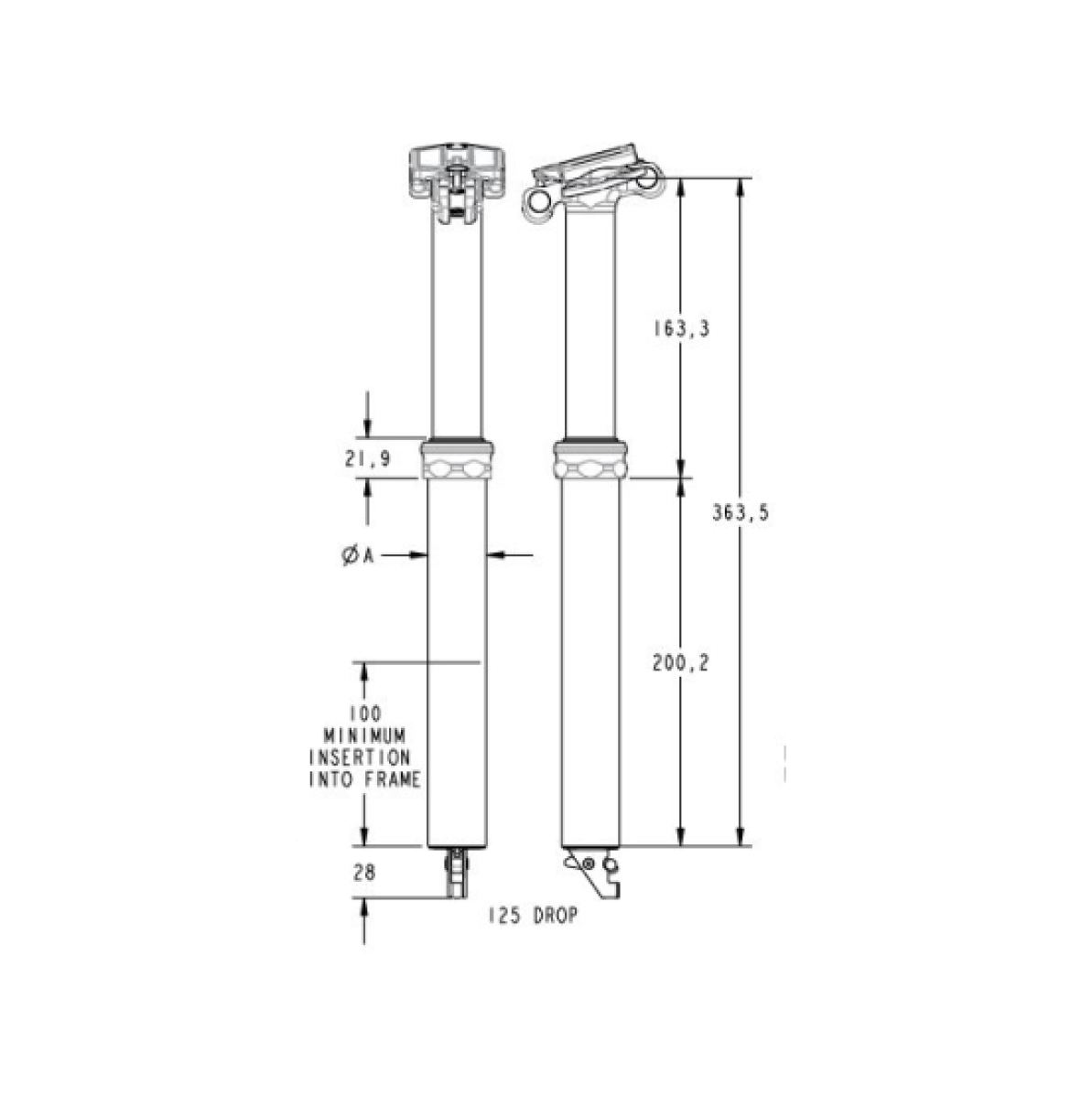 FOX RACING SHOX TRANSFER FACTORY 125mm Telescopic Seat Post