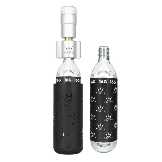 PEATY'S HOLESHOT ROAD/GRAVEL CO2 Percussion Gun + 2 x 16 g Silver CO2 Cartridges, Threaded