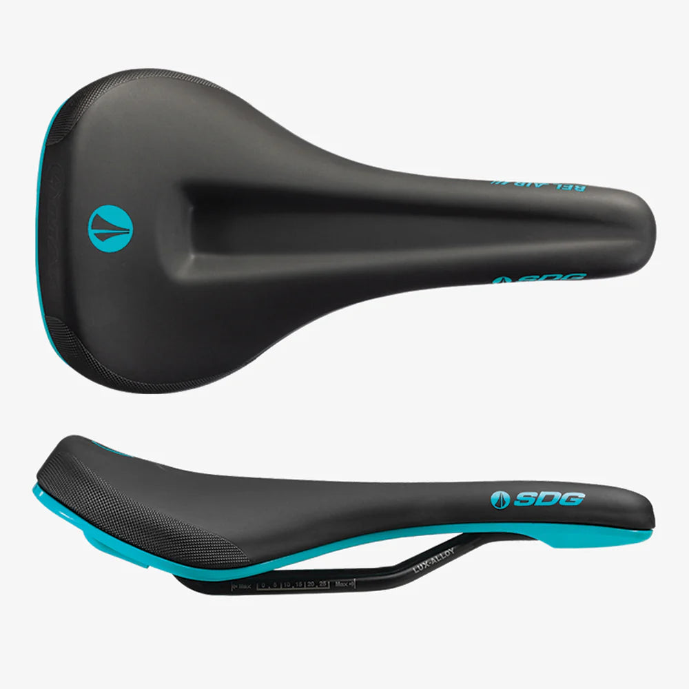 Saddle SDG BEL-AIR V3 MAX Rails Lux-Alloy Black/Turquoise