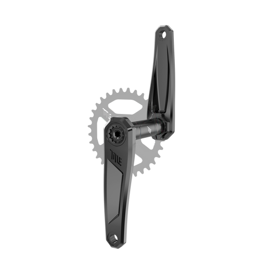Title CR1 black crankset, three-quarter view (chainring not included)