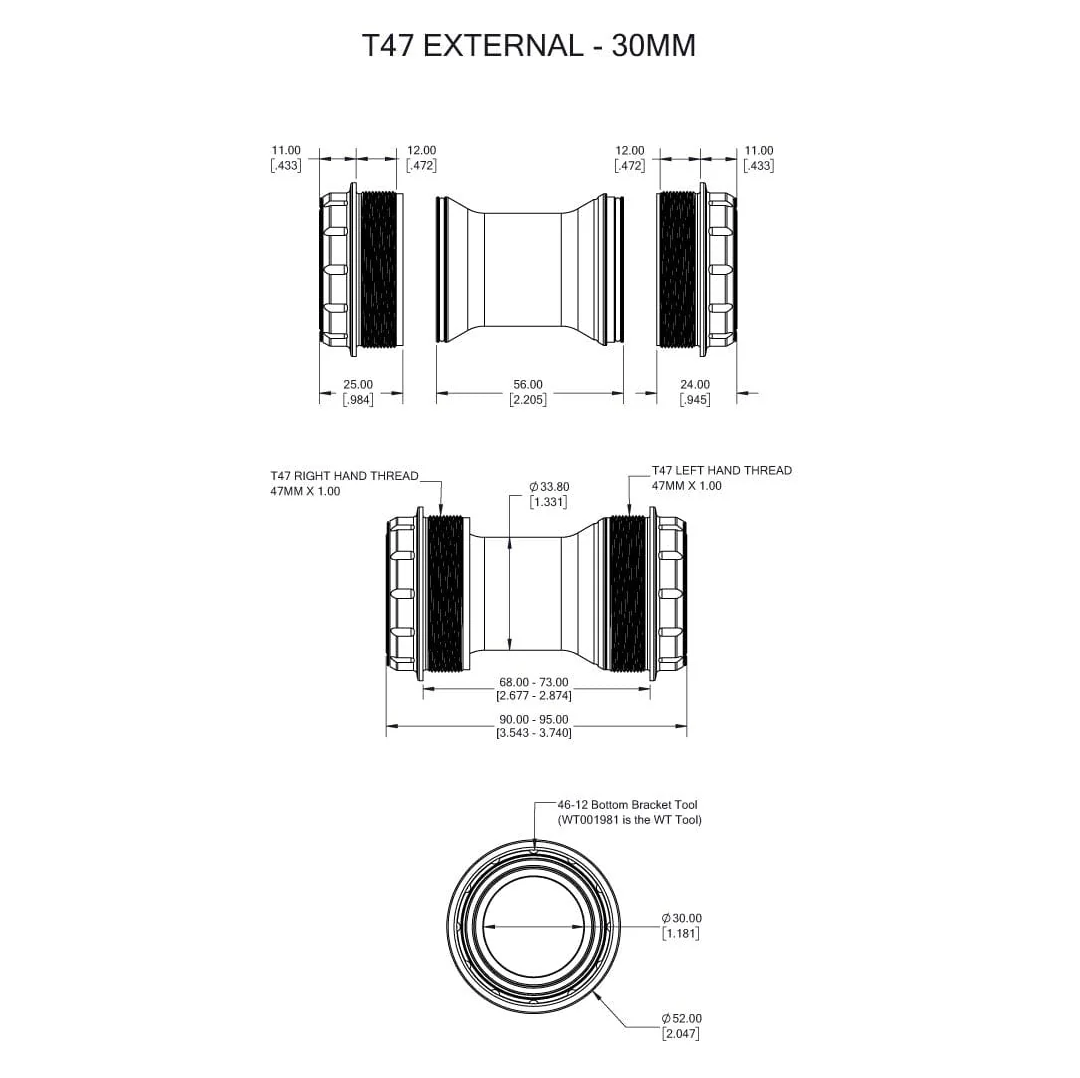 WOLFTOOTH T47 External 30mm Orange crankset