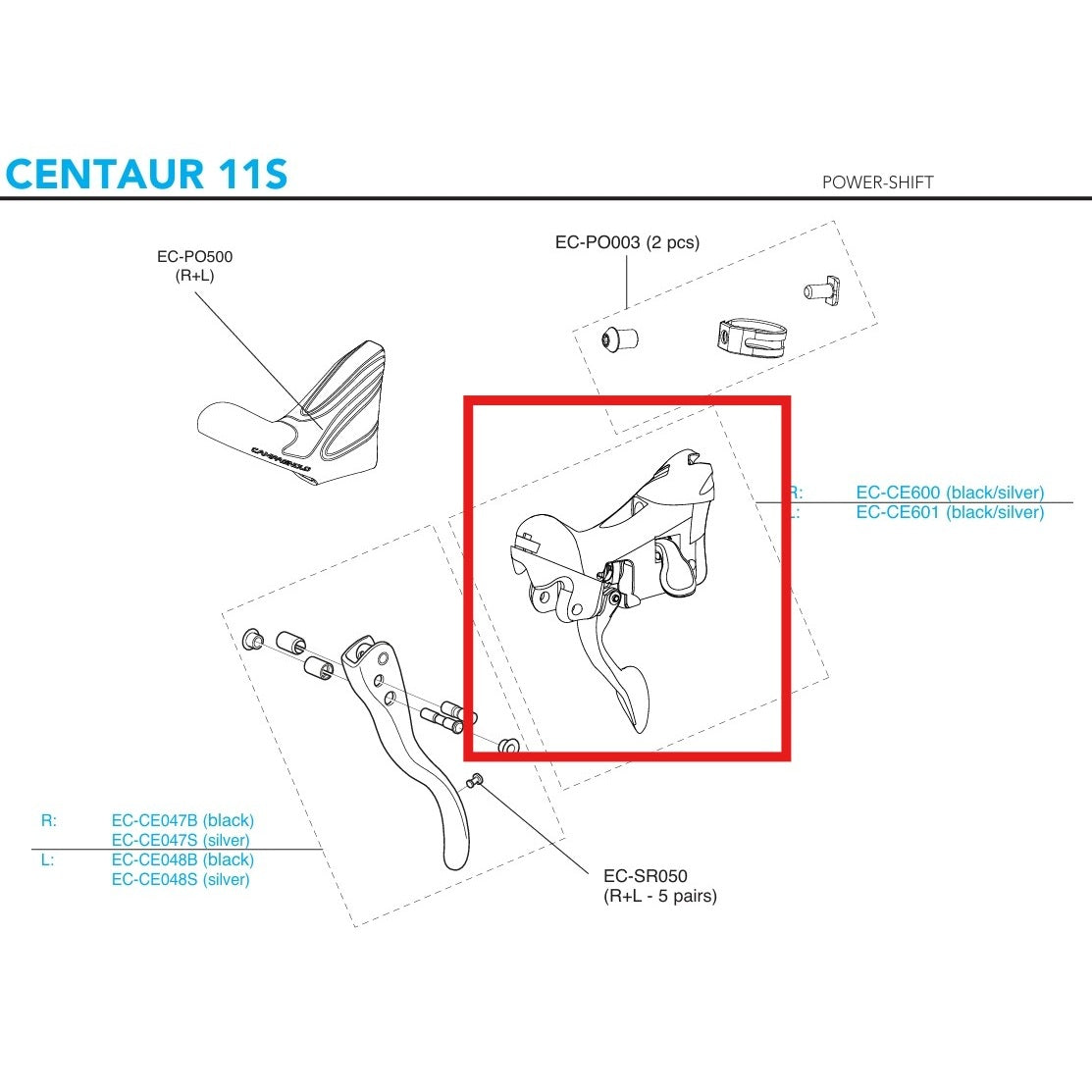 RIGHT INDEXING BLOCK CAMPAGNOLO CENTAUR 2018 POWER-SHIFT 11V