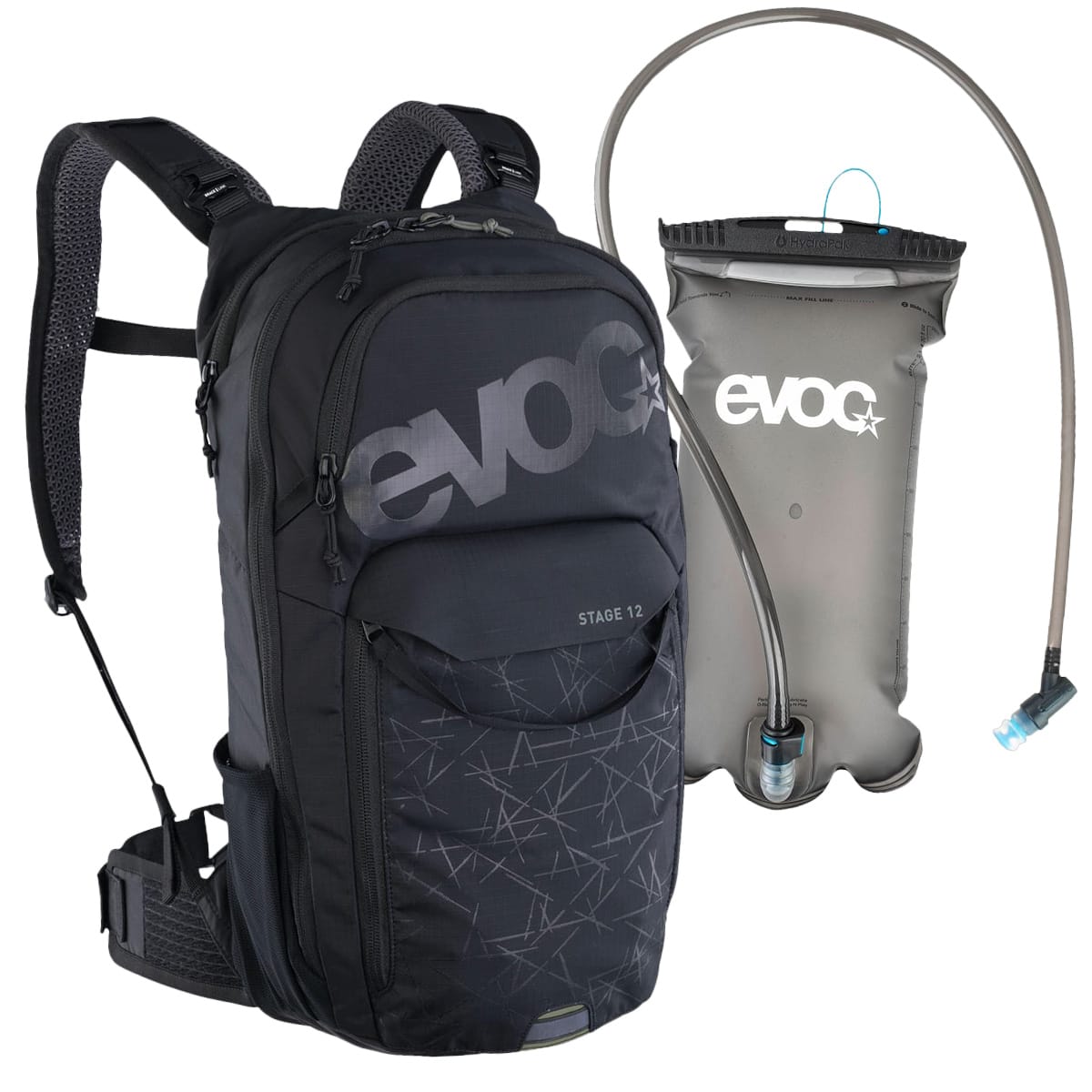 EVOC STAGE 12 BLACK Backpack Pack + EVOC 2L Water Pouch